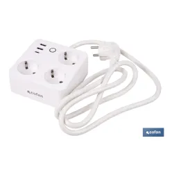 REGLETA INTELIGENTE CON 3 TOMAS Y 2 PUERTOS USB Y TIPO C