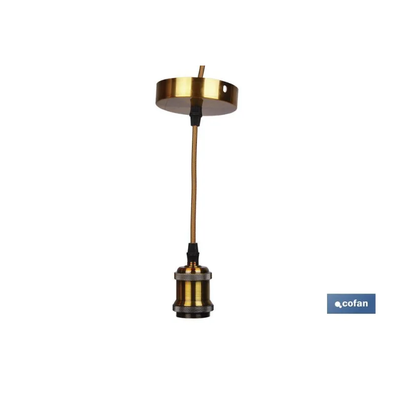 PORTALAMPARAS (cable+rosetón)  ORO E27 100X10CM