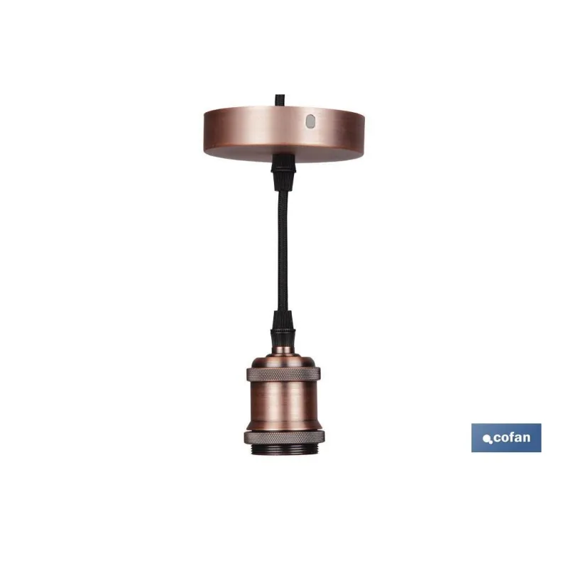 PORTALAMPARAS (cable+rosetón)  ORO ROSA E27 100X10CM