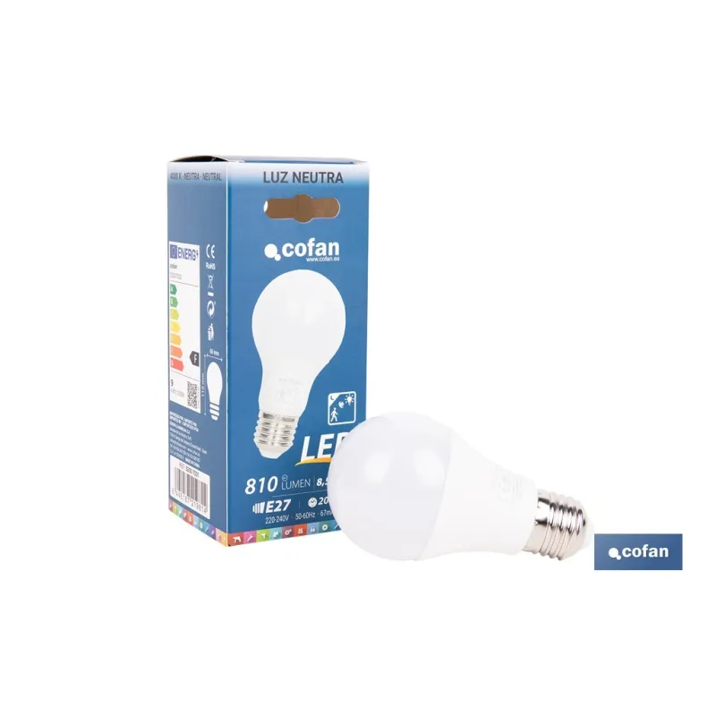 BOMBILLA CLASIC SENSOR E27 8.5W 810LM 4000K