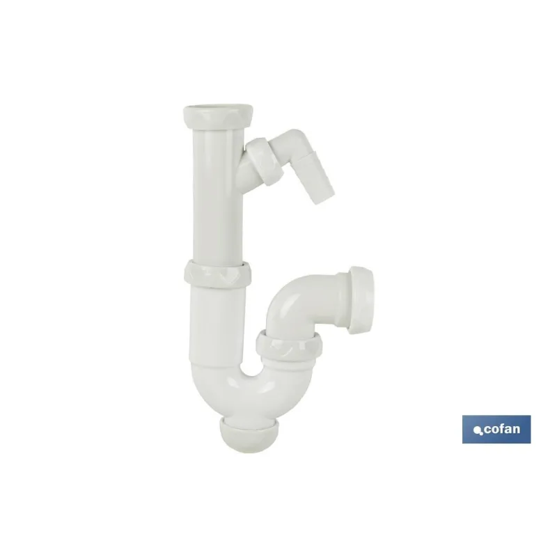 SIFÓN CURVO CON SALIDA Ø32-40, RACOR 1 1/2 Y TOMA AUXILIAR