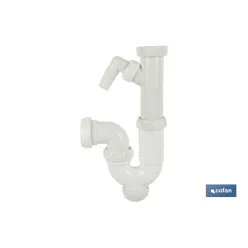 SIFÓN CURVO CON SALIDA Ø32-40, RACOR 1 1/2 Y TOMA AUXILIAR