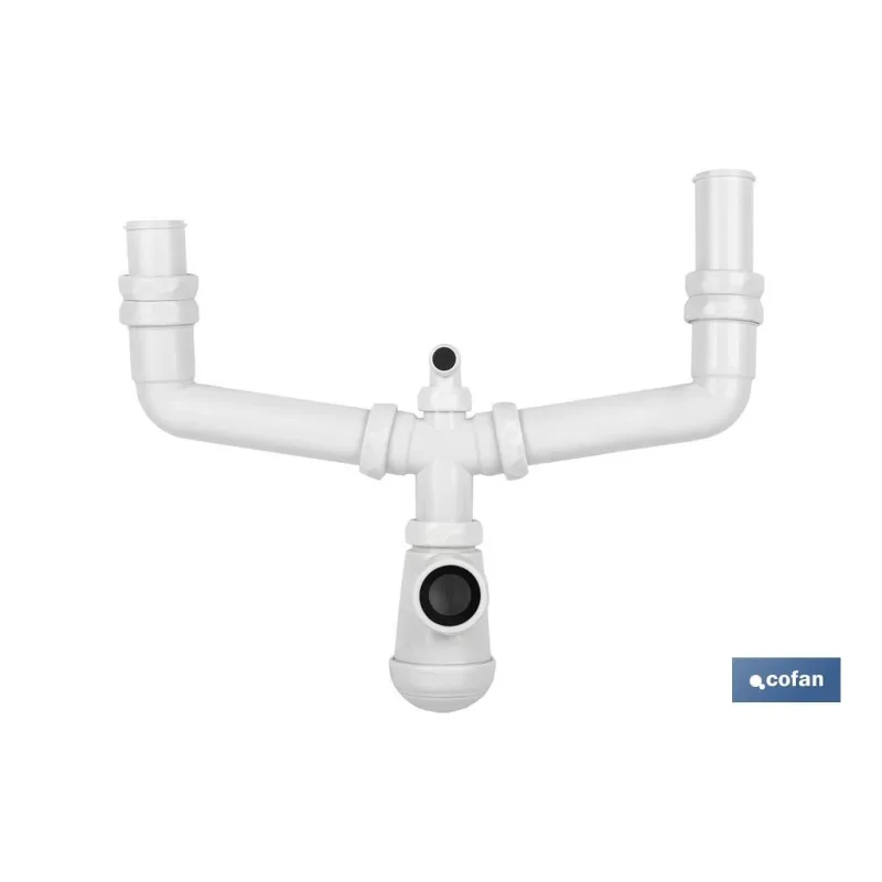 SIFÓN BOTELLA CON SALIDA Ø32-40, DOBLE RACOR 1 1/2 Y TOMA AUXILIAR