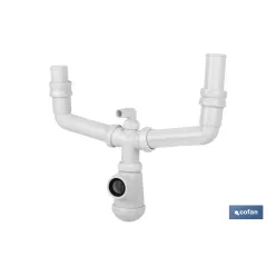 SIFÓN BOTELLA CON SALIDA Ø32-40, DOBLE RACOR 1 1/2 Y TOMA AUXILIAR
