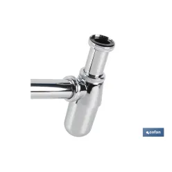 SIFÓN BOTELLA CROMADO SALIDA Ø32-40 330 MM Y RACOR 1 1/4