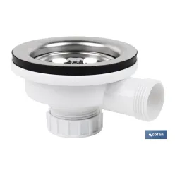 VÁLVULA FREGADERO 1 1/2 x 115 CON CESTA REJILLA Y REBOSADERO