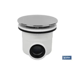 VÁLVULA SIFÓNICA PLATO DE DUCHA Ø60 CON SALIDA Ø32-40 Y EMBELLECEDOR CROMADO