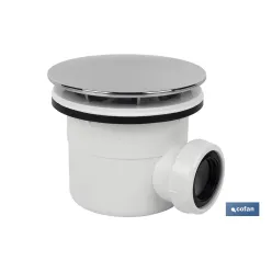 VÁLVULA SIFÓNICA PLATO DE DUCHA Ø60 CON SALIDA Ø32-40 Y EMBELLECEDOR CROMADO