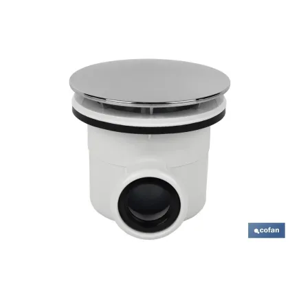 VÁLVULA SIFÓNICA PLATO DE DUCHA Ø90 CON SALIDA Ø32-40 Y EMBELLECEDOR CROMADO