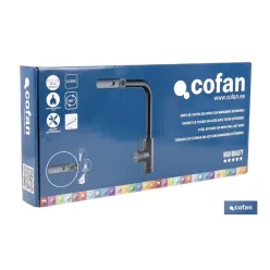 GRIFO DE COCINA NEGRO DE ACERO CON MANGUERA EXTENSIBLE Y 3 FUNCIONES 340 X 240 X 54  MM