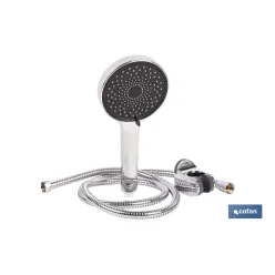 KIT DE DUCHA REDONDA CROMADO CON 3 FUNCIONES 125 X 280 MM