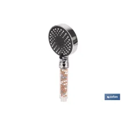 MANGO DE DUCHA IÓNICO CON ESFERAS MINERALES Y 5 FUNCIONES 110 X 255 MM
