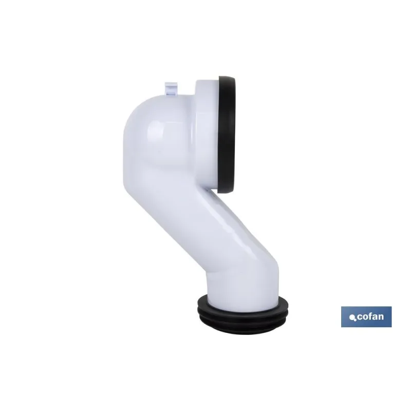 MANGUITO DE CONEXIÓN ACODADO 45° PARA INODORO CON GOMA LABIADA Ø110 MM