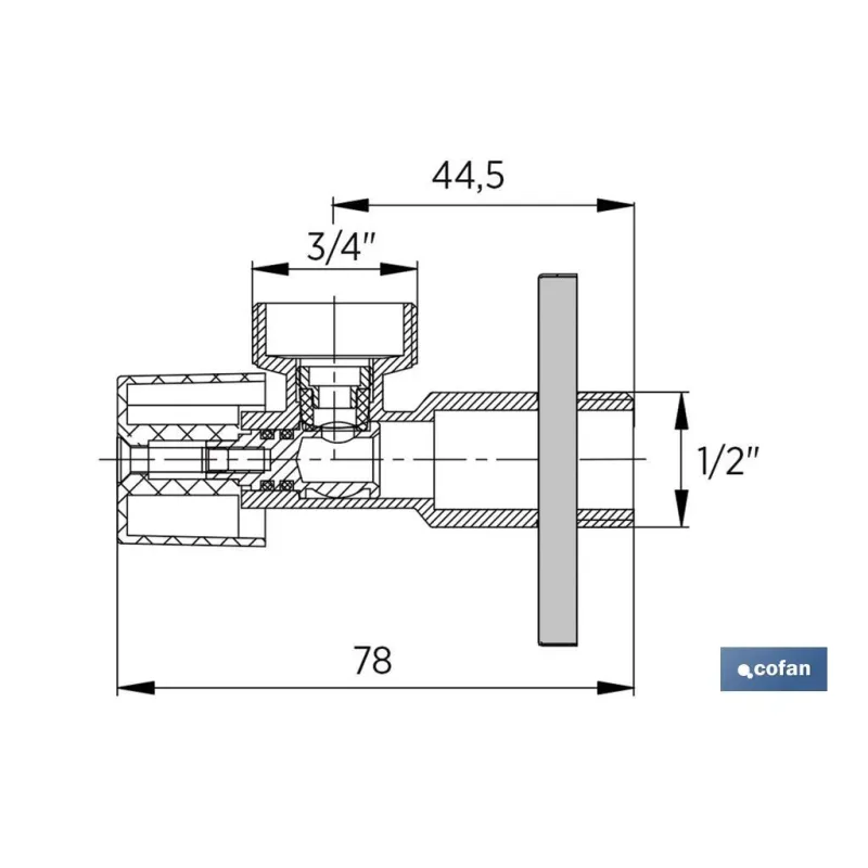 VÁLVULA DE ESCUADRA 1/2 x 3/4 LAVADORA