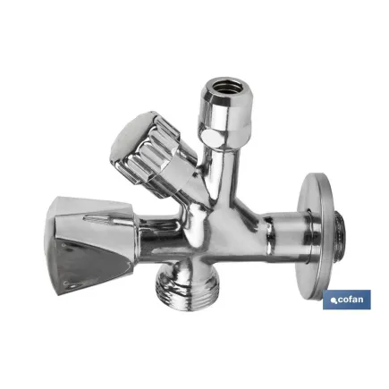 VÁLVULA DE ESCUADRA 1/2 x 3/4 x 3/8 MODELO COMBI