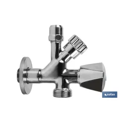 VÁLVULA DE ESCUADRA 1/2 x 3/4 x 3/8 MODELO COMBI