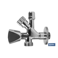 VÁLVULA DE ESCUADRA 1/2 x 3/4 x 3/8 MODELO COMBI