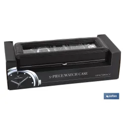 CAJA GUARDA RELOJES 5 UDS PIEL NEGRA