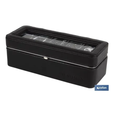 CAJA GUARDA RELOJES 6 UDS PIEL MARRÓN