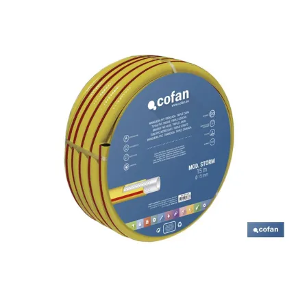MANGUERA PVC MODELO STORM 3C TRENZADA Ø15X15 m