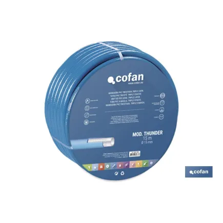 MANGUERA PVC MODELO THUNDER 3C TRICOTADA Ø15X50 m