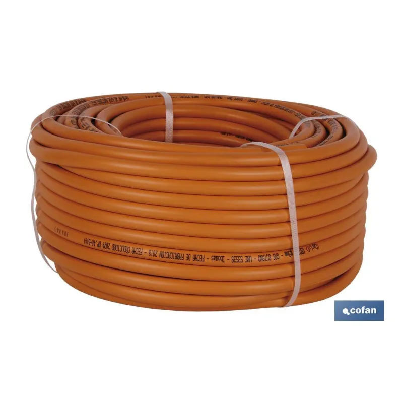 TUBO GAS FLEXIBLE NARANJA UNE 53539 Ø9x60 m