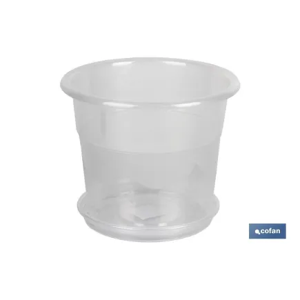MACETA ORQUIDEA TRANSPARENTE19X16.5+ PLATO 16cm