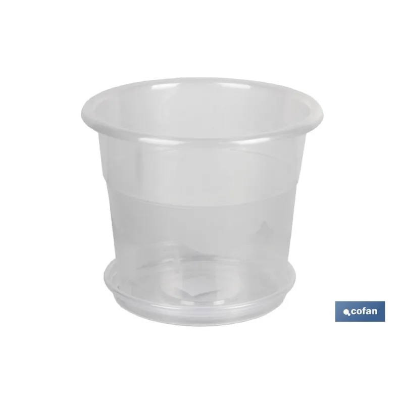 MACETA ORQUIDEA TRANSPARENTE19X16.5+ PLATO 16cm venta unitaria