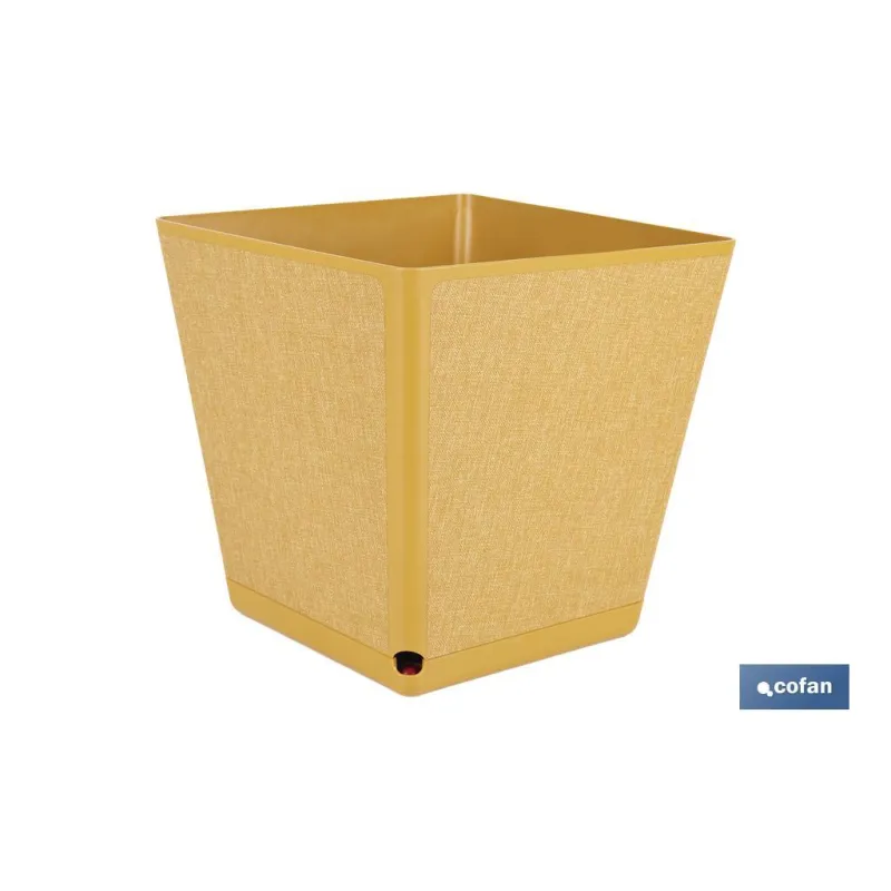 MACETA O MACETERO GAMA TEXTIL CUADRADA COLOR MOSTAZA PP 238 X 238 X 240 MM 9 L venta unitaria