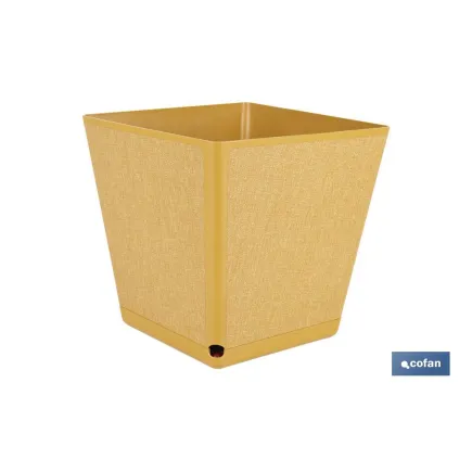 MACETA O MACETERO GAMA TEXTIL CUADRADA COLOR MOSTAZA PP 238 X 238 X 240 MM 9 L venta unitaria