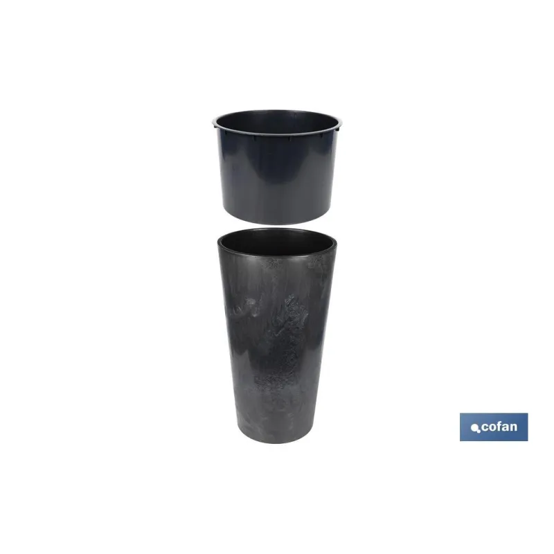 MACETERO 2 EN 1 FORMA CÓNICA CON DEPÓSITO COLOR NEGRO PP Ø 295 X 571 MM 12,5 L venta unitaria