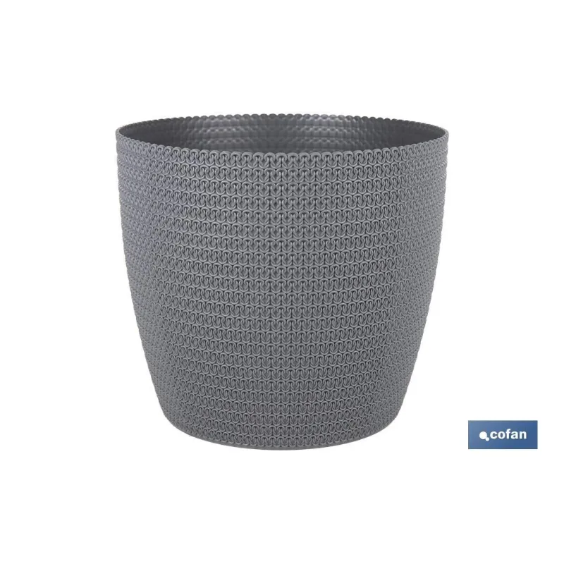 MACETA O MACETERO TRENZADA COLOR GRIS OSCURO PP Ø 141 X 119 MM 1,25 L venta unitaria
