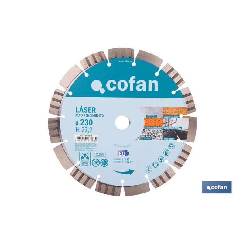 DISCO LASER ALTO RENDIMIENTO MATERIAL DE CONSTRUCCION 230MM H15