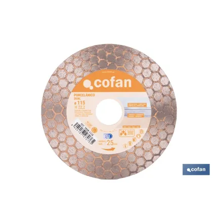 DISCO PORCELANICO DUAL CORTAR Y DESBASTAR 115MM H22,2