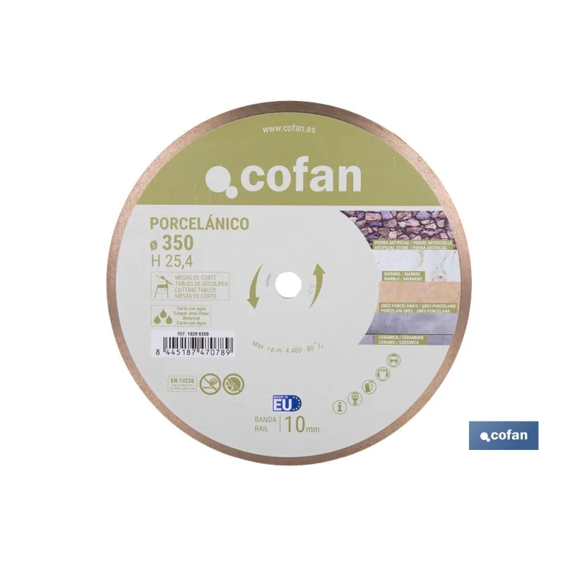 DISCO PORCELANICO MAQUINAS DE MESA 350MM - H25,4