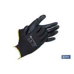 BLÍSTER DE GUANTE DE POLIÉSTER 100 % IMPREGNADO DE PU NEGRO TALLA 7 VENTA UNITARIA