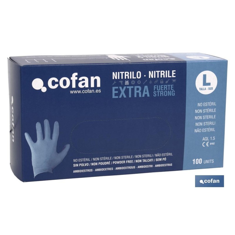 CAJA 100 UDS. GUANTES NITRILO EXTRA FUERTE T - L