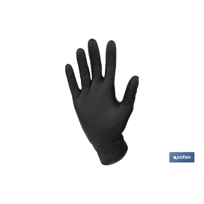 CAJA 100 UDS. GUANTES DE NITRILO NEGRO DIAMANTADO 8,5 G TALLA S