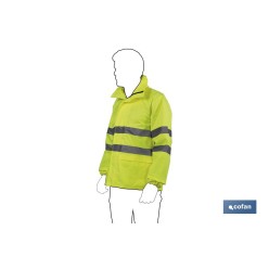 CHAQUETA DE LLUVIA DE ALTA VISIBILIDAD MODELO PÓLUX AMARILLA TALLA L