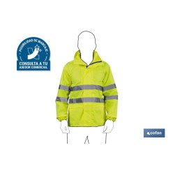 CHAQUETA DE LLUVIA DE ALTA VISIBILIDAD MODELO PÓLUX AMARILLA TALLA M