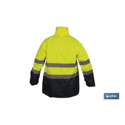 CHAQUETA DE LLUVIA DE ALTA VISIBILIDAD MODELO SAGITARIO AMARILLA Y AZUL TALLA M