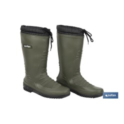 BOTA DE AGUA VERDE/NEGRA CON FORRO POLAR TALLA 36