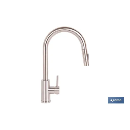 GRIFO DE COCINA DE ACERO INOX CON MANGUERA EXTENSIBLE Y 2 FUNCIONES 400 X 220 X 54 MM