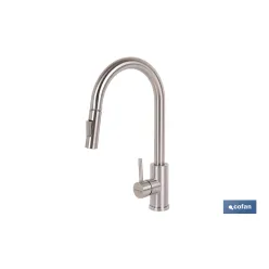 GRIFO DE COCINA DE ACERO INOX CON MANGUERA EXTENSIBLE Y 2 FUNCIONES 400 X 220 X 54 MM