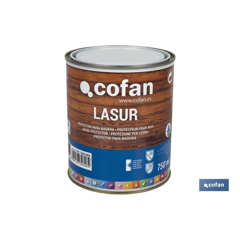 LASUR PROTECTOR AL AGUA PARA MADERA MATE NOGAL 750 ML