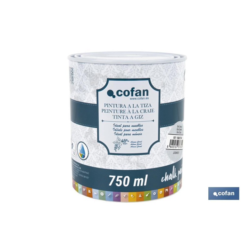 PINTURA A LA TIZA, CHALK PAINT, GRIS CENIZA 750 ML