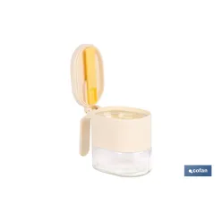 AZUCARERO/SALERO DE VIDRIO CON TAPA Y CUCHARILLA