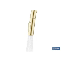 GRIFO DE COCINA CEPILLADO DORADO DE ACERO CON MANGUERA EXTENSIBLE Y 2 FUNCIONES 400 X 220 X 54 MM