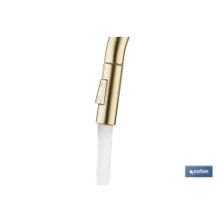 GRIFO DE COCINA CEPILLADO DORADO DE ACERO CON MANGUERA EXTENSIBLE Y 2 FUNCIONES 400 X 220 X 54 MM