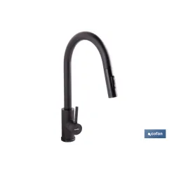 GRIFO DE COCINA DE ACERO NEGRO CON MANGUERA EXTENSIBLE Y 2 FUNCIONES 390 X 250 X 54 MM